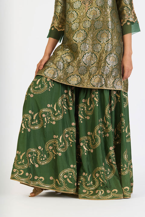 Kanika Kurta and Sharara - Dark Green