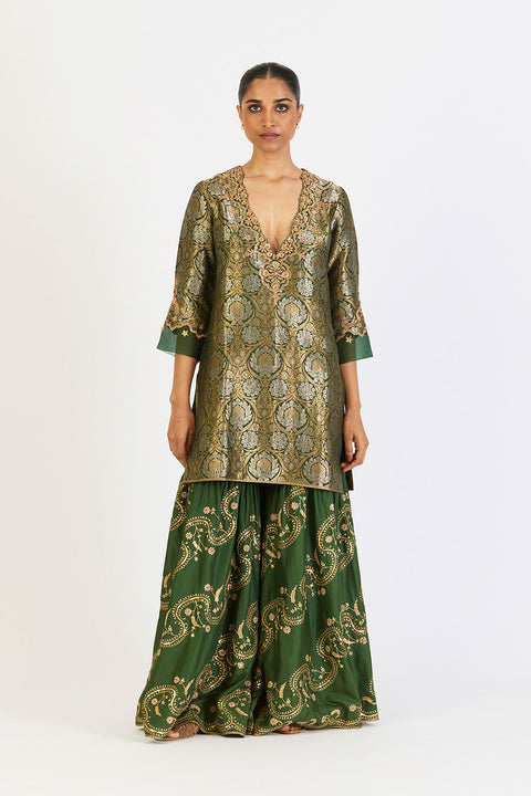 Kanika Kurta and Sharara - Dark Green