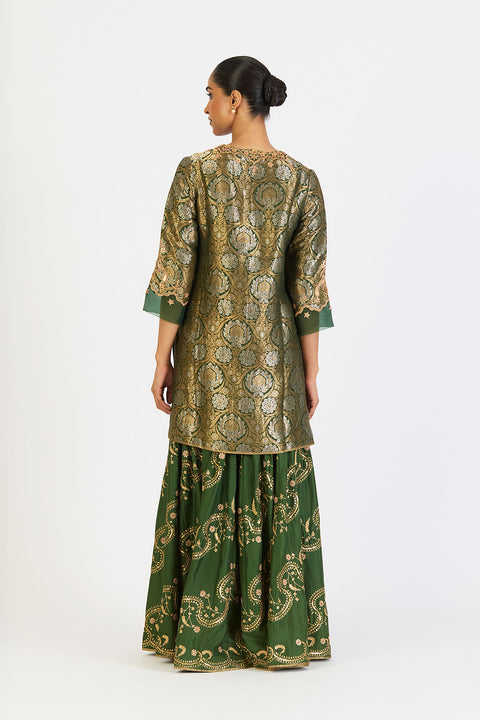 Kanika Kurta and Sharara - Dark Green
