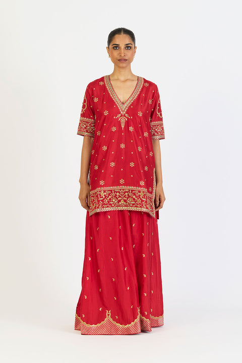 Dhvani Kurta and Sharara - Red