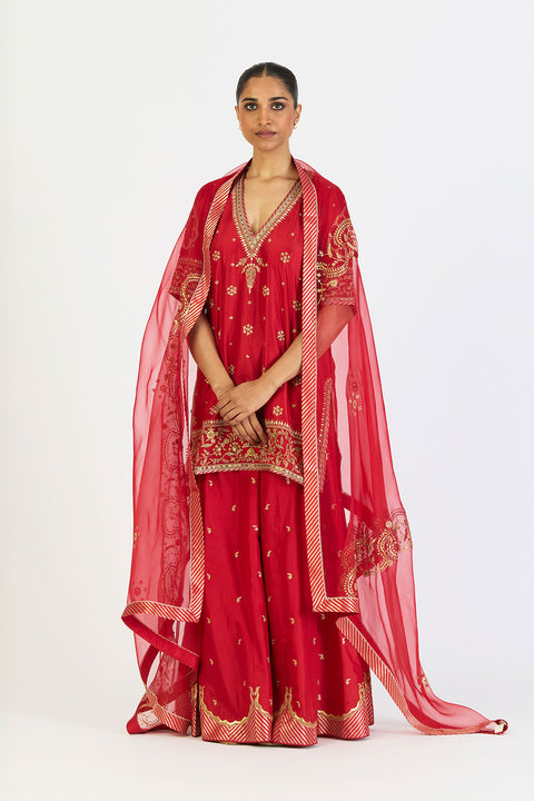 Dhvani Kurta and Sharara - Red