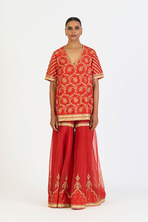 Kalindi Kurta and Sharara - Rust