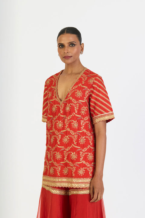 Kalindi Kurta and Sharara - Rust