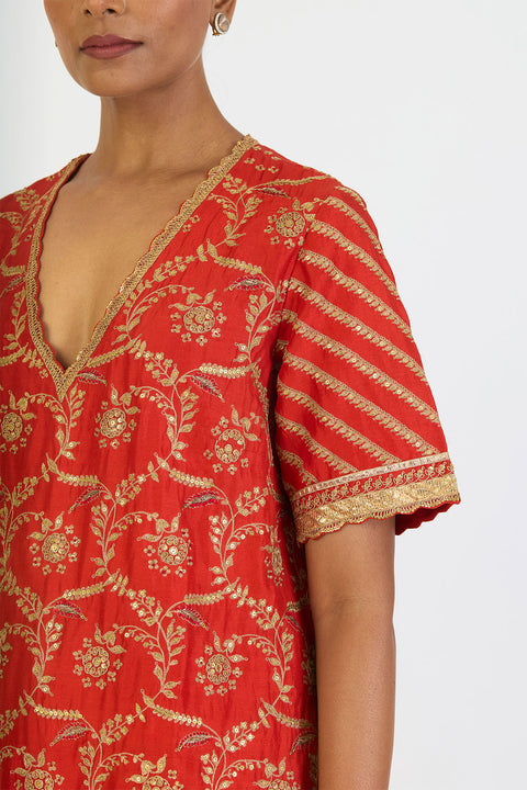 Kalindi Kurta and Sharara - Rust