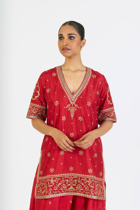 Dhvani Kurta and Sharara - Red