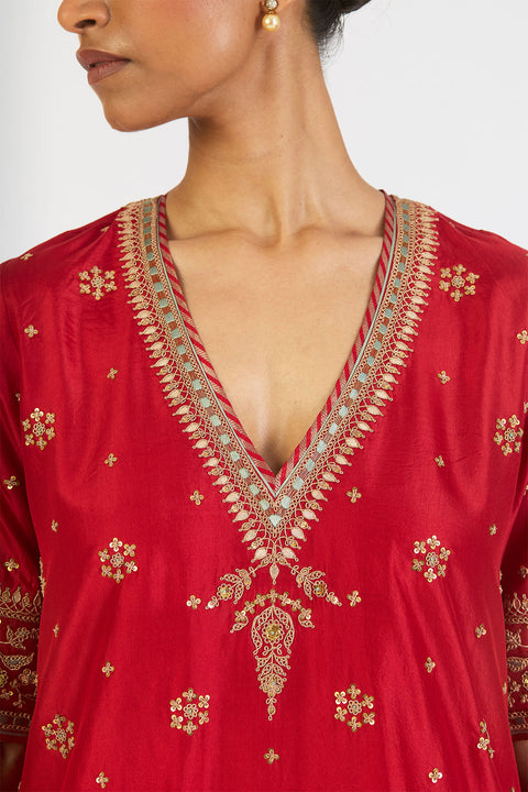 Dhvani Kurta and Sharara - Red