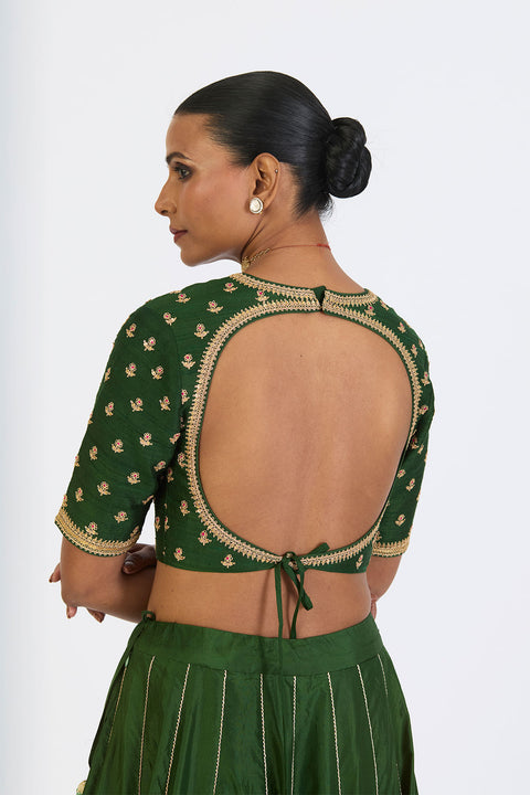 Mrinalini Lehenga Set - Dark Green