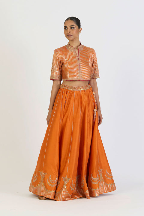 Shaheen Lehenga Set - Orange