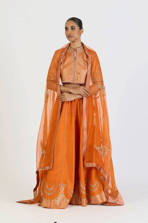 Shaheen Lehenga Set - Orange