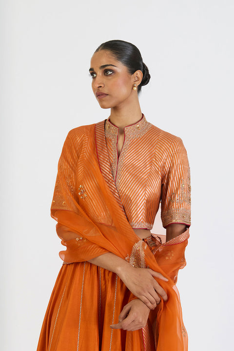 Shaheen Lehenga Set - Orange