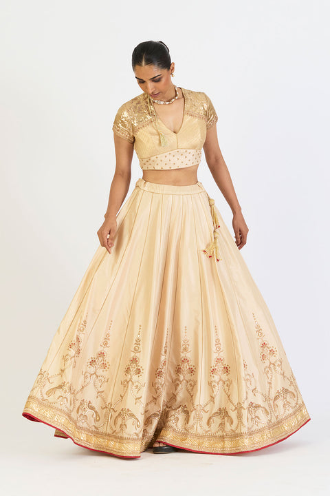 Manjari Lehenga Set - Oats