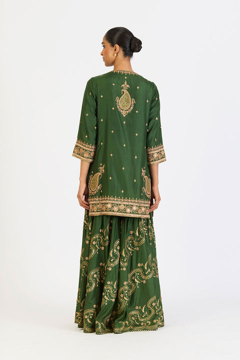 Amaya Kurta and Sharara - Dark Green