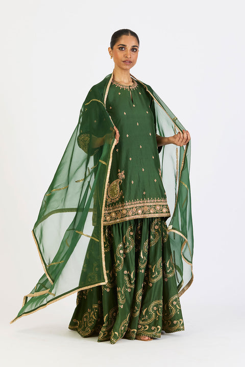 Lehr Dupatta - Dark Green
