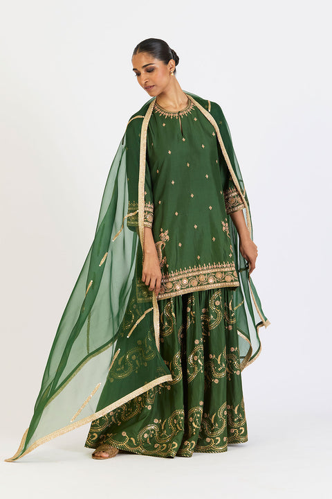 Lehr Dupatta - Dark Green