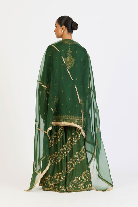 Lehr Dupatta - Dark Green
