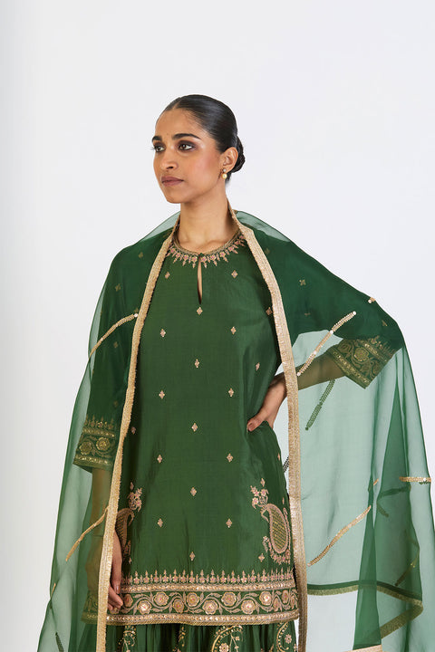 Lehr Dupatta - Dark Green