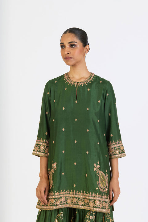 Amaya Kurta and Sharara - Dark Green