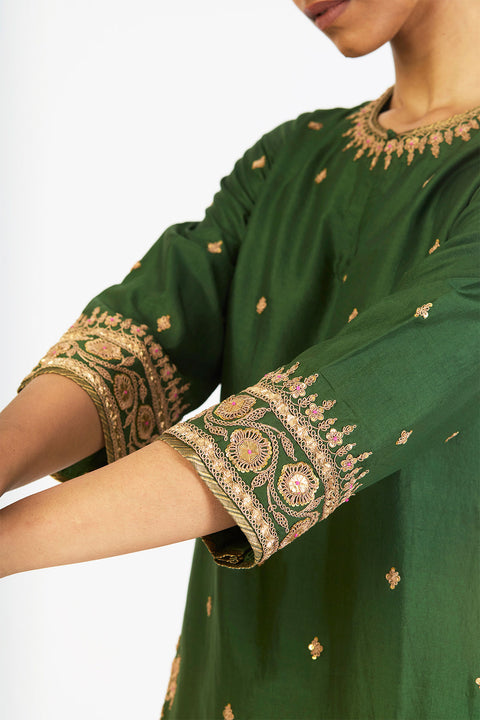 Amaya Kurta and Sharara - Dark Green