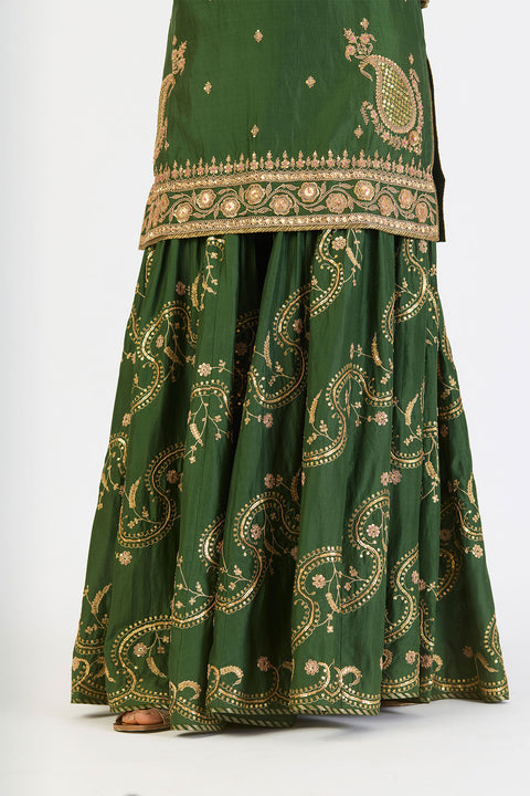 Amaya Kurta and Sharara - Dark Green
