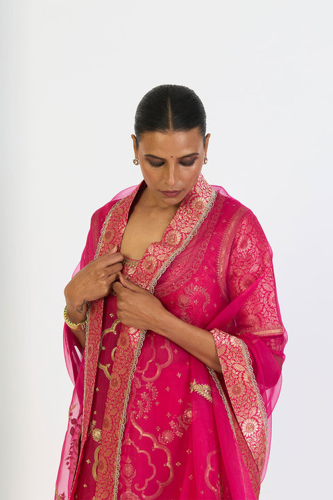 Mridula Dupatta - Fuschia Pink