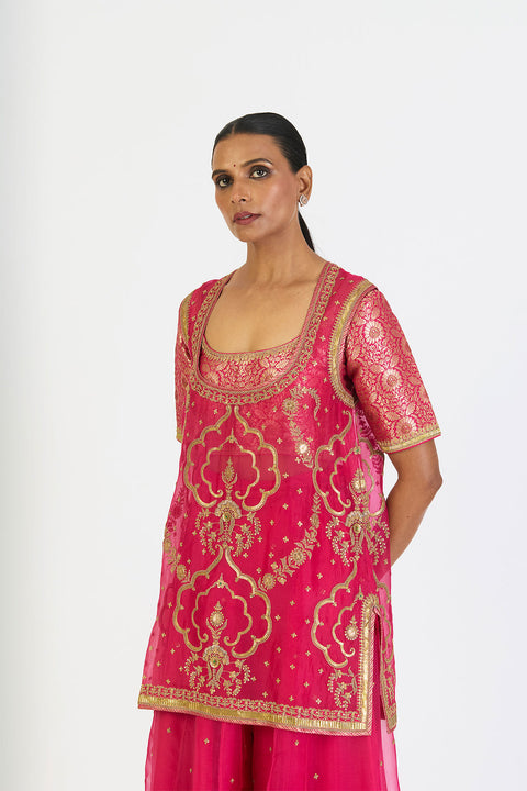Indira Kurta and Sharara - Fuschia Pink