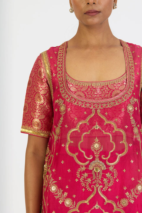 Indira Kurta and Sharara - Fuschia Pink