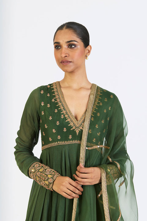 Lehr Dupatta - Dark Green
