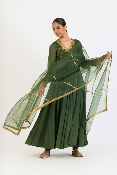 Lehr Dupatta - Dark Green