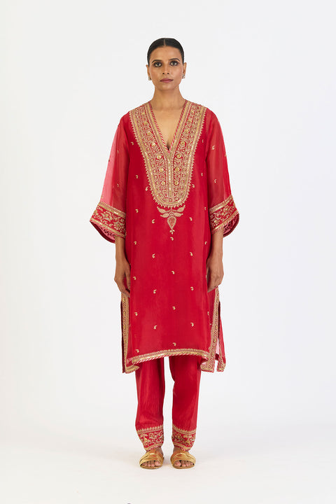 Aarohi Kurta and Pant - Red