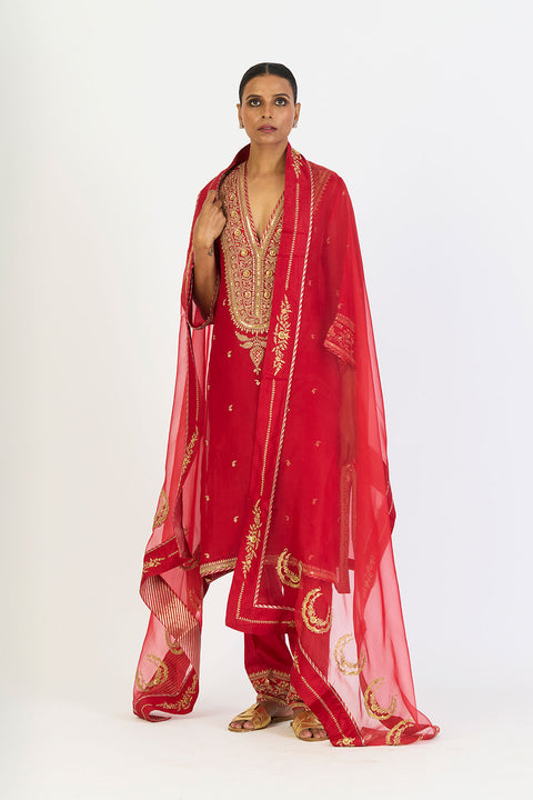 Aarohi Kurta and Pant - Red