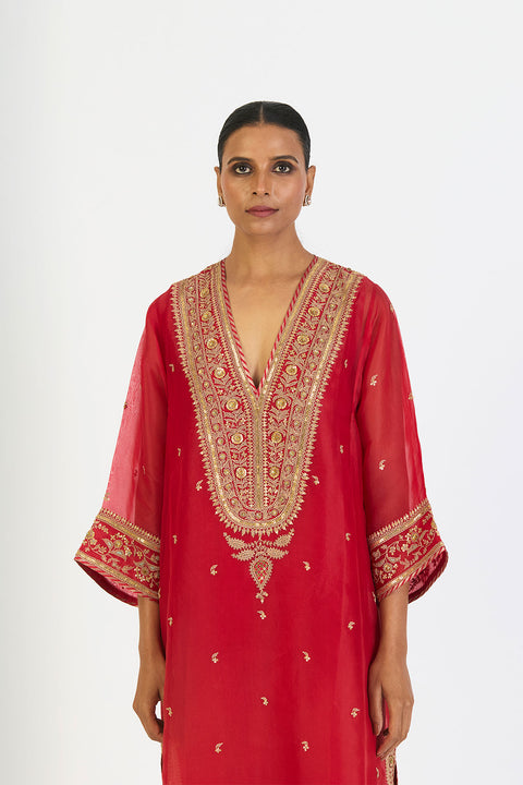Aarohi Kurta and Pant - Red