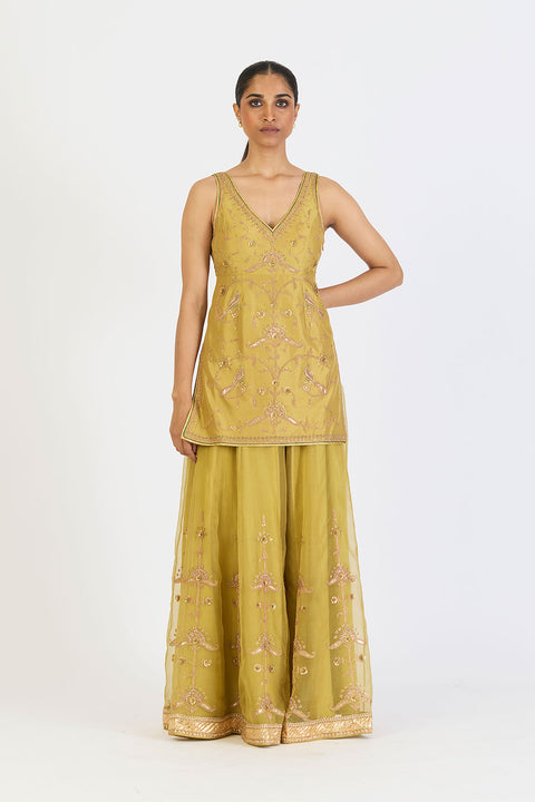 Ishanvi Kurta and Sharara - Mint Green