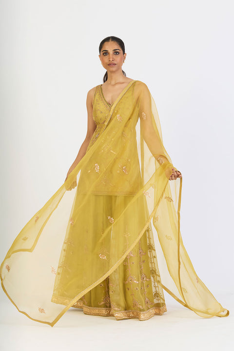 Ishanvi Kurta and Sharara - Mint Green