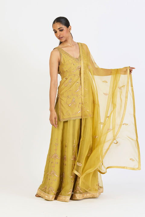 Ishanvi Kurta and Sharara - Mint Green