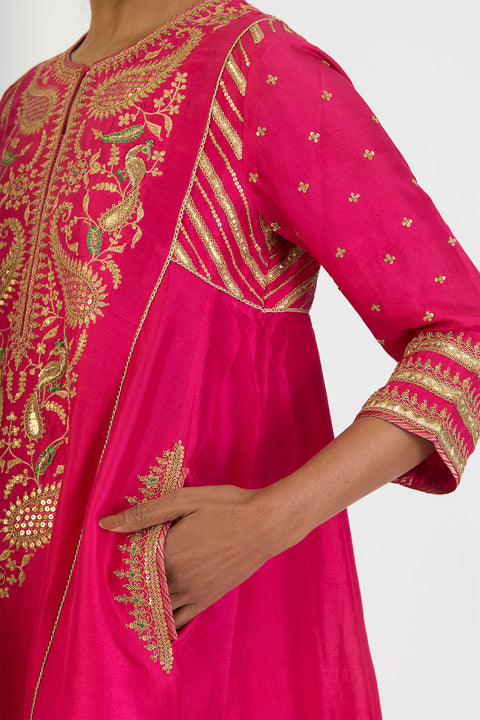 Riddhima Kurta and Pant - Fuschia Pink