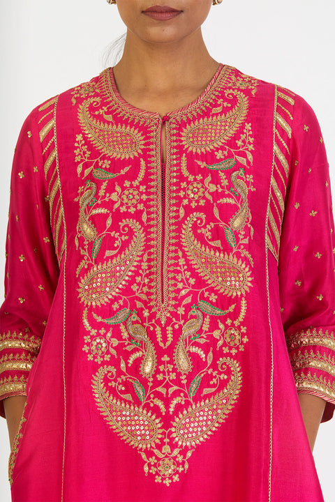 Riddhima Kurta and Pant - Fuschia Pink