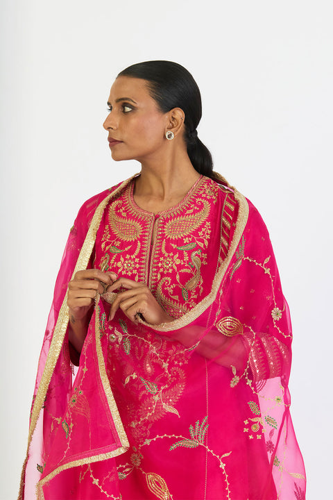Chitra Dupatta - Fuschia Pink