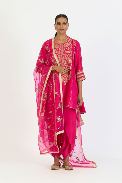 Riddhima Kurta and Pant - Fuschia Pink