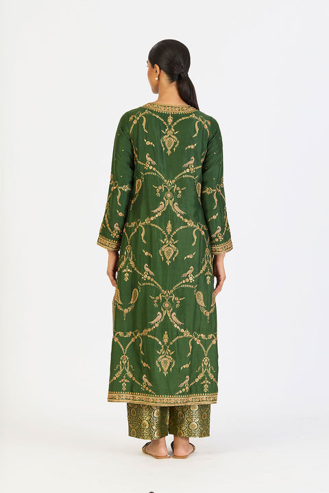 Parina Kurta and Pant - Dark Green