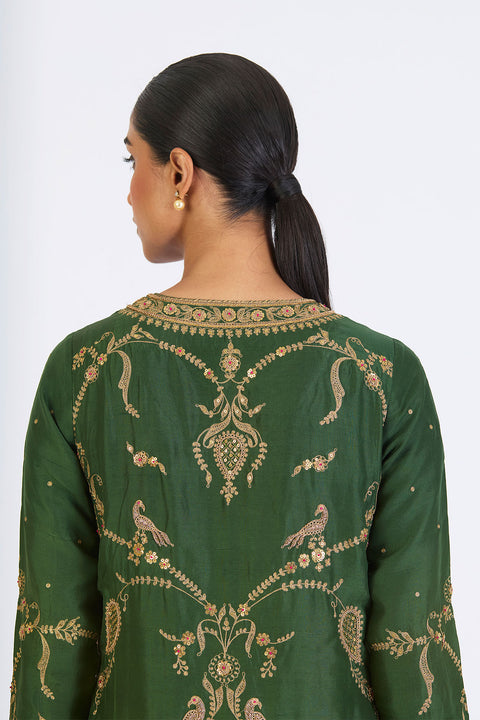Parina Kurta and Pant - Dark Green