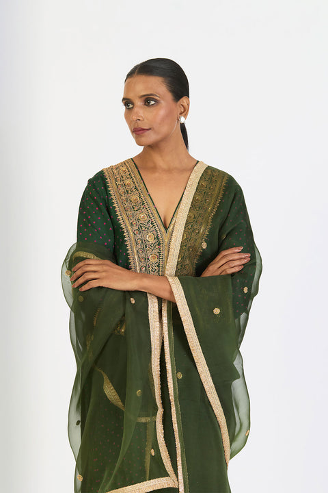Almas Dupatta - Dark Green