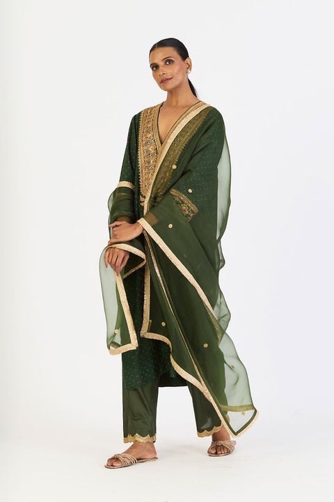 Almas Dupatta - Dark Green