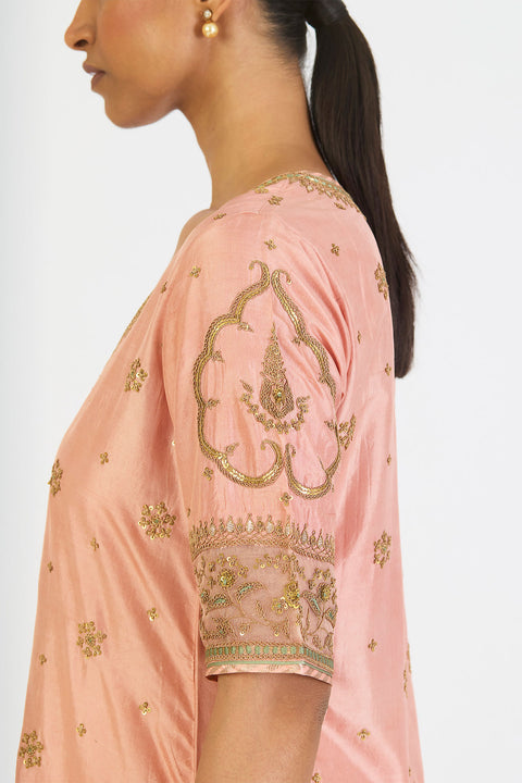 Dhvani Kurta and Sharara - Salmon Pink