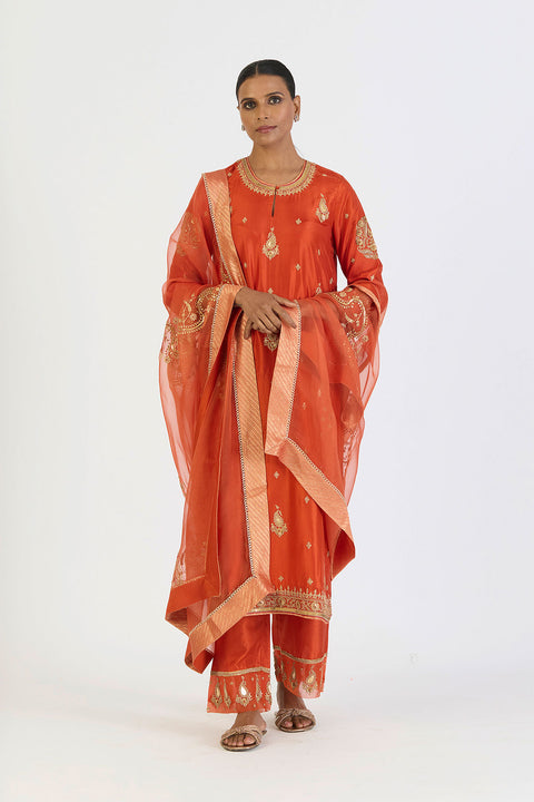 Pranvi Kurta and Pant - Rust