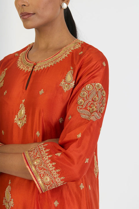Pranvi Kurta and Pant - Rust