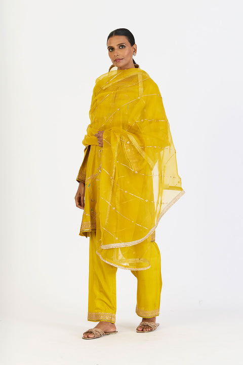 Lehr Dupatta - Lime