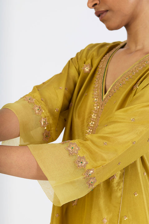 Rachita Kurta and Pant - Lime Green
