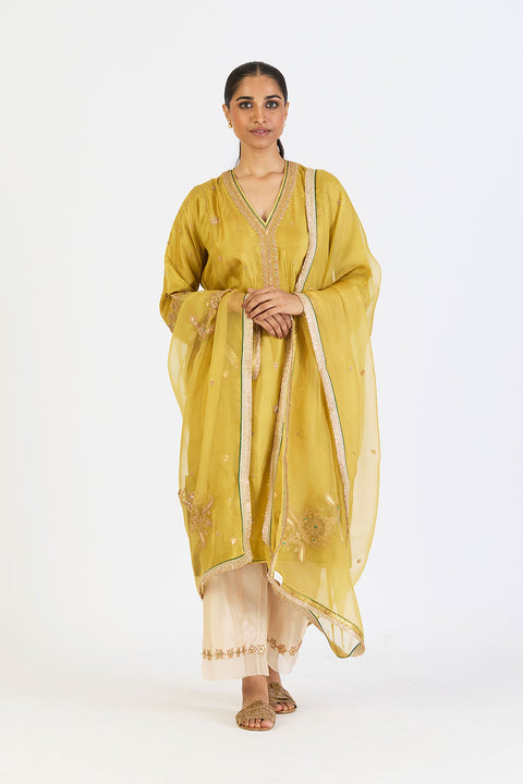 Rachita Kurta and Pant - Lime Green