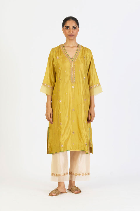 Rachita Kurta and Pant - Lime Green