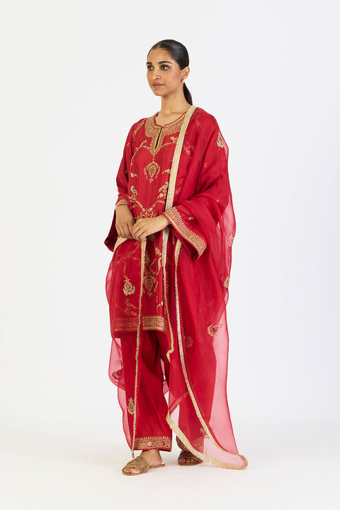 Mahika Kurta and Pant - Red
